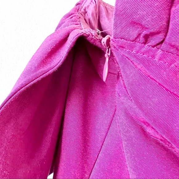 Rebecca Taylor One Shoulder Dress Size 0 Silk Blend Spring Magenta Pantone Party - Picture 9 of 10